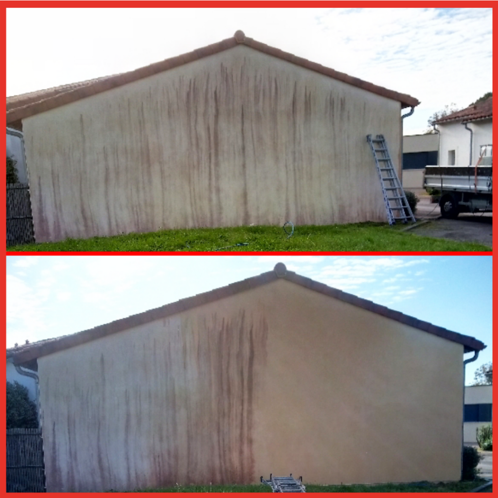 Rénovation énergétique avant et après d'une façade à Cugnaux, près de Toulouse.